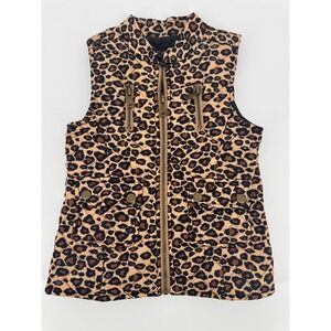 I.N. Girl Leopard Print Quilted Puffer Jacket Vest Size 6